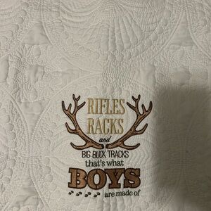White and Brown Kids Embroidered Blanket